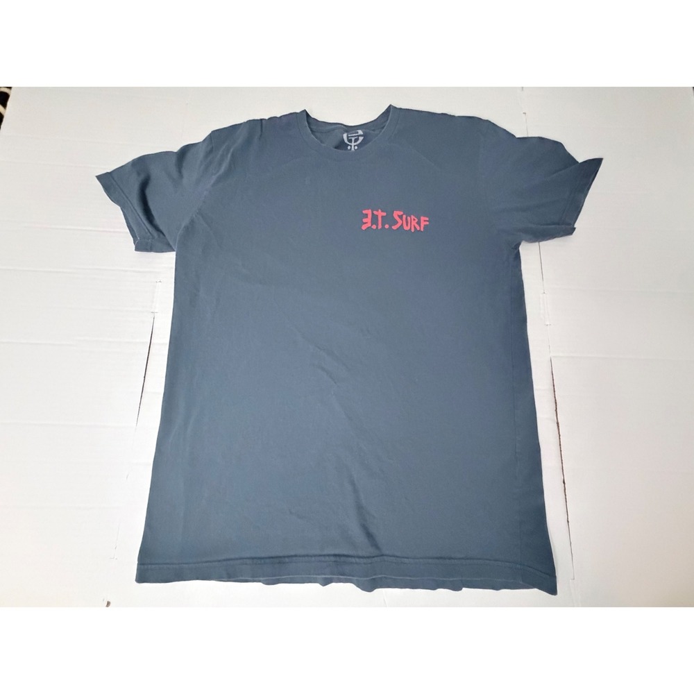 ET Surf Graphic T-Shirt Mens XL Gray Short Sleeve Surfer Back Print Cotton Tee